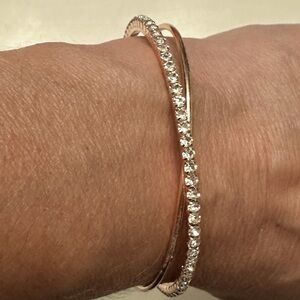 Cuff Bracelet - Rhinestones and Rose Gold